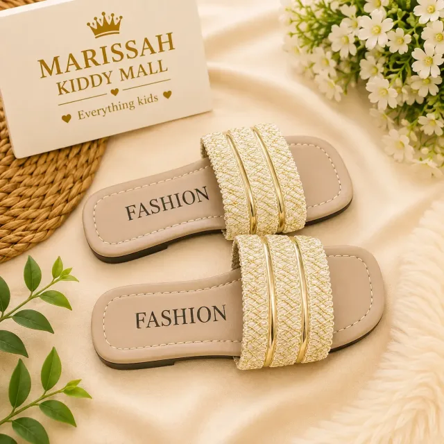 GIRLS GOLD SLIPPERS